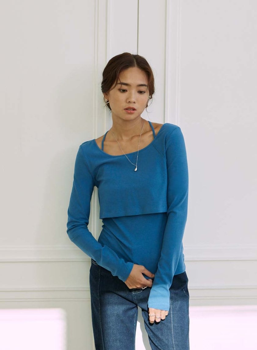 兩件式長袖羅紋上衣